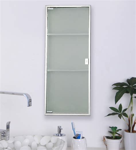 Glossy Stainless Steel 12.5 x 4.7 x 30 Inch Fosty Bathroom Cabinet